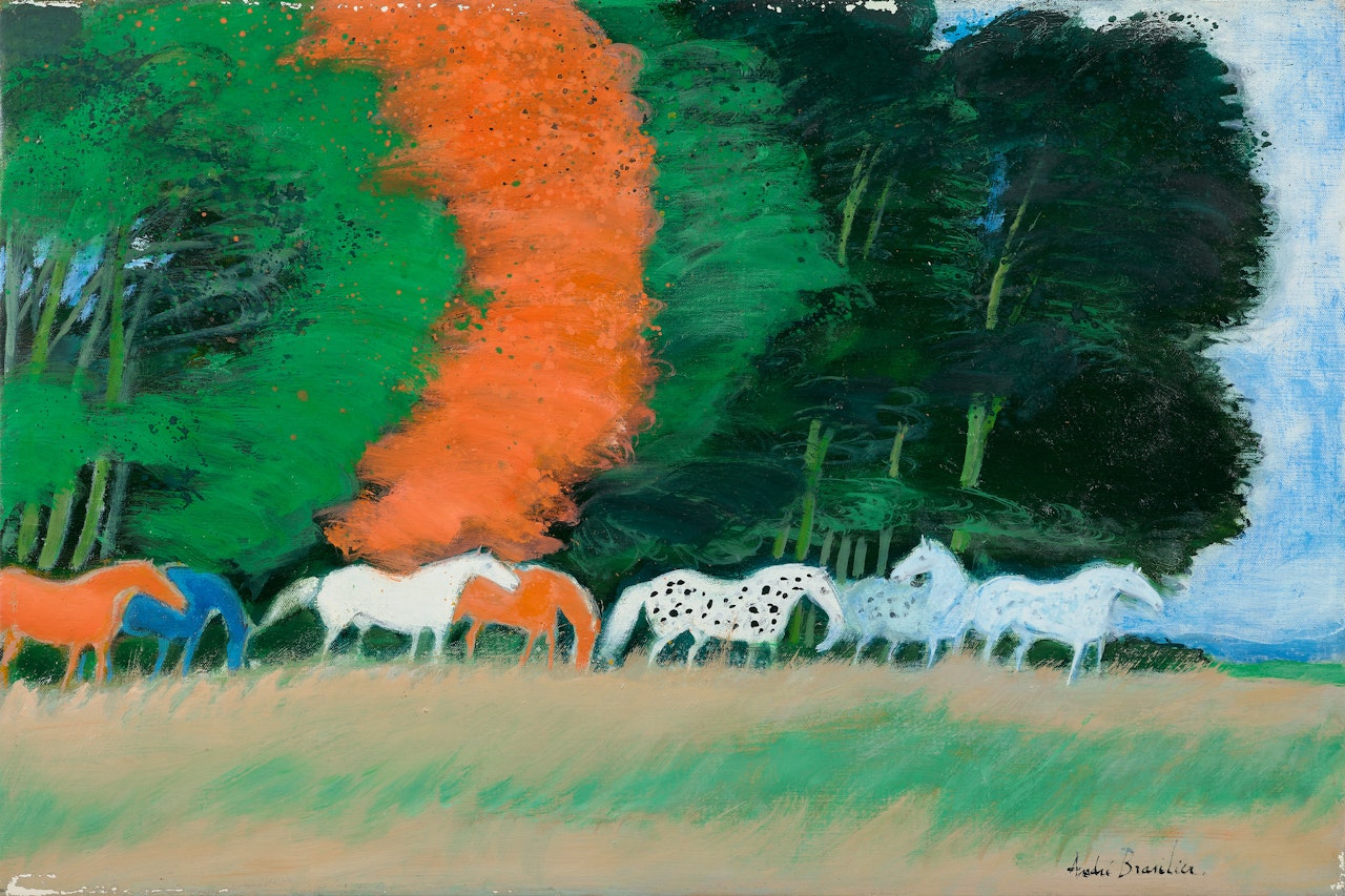 Chevaux sous les arbres by André Brasilier