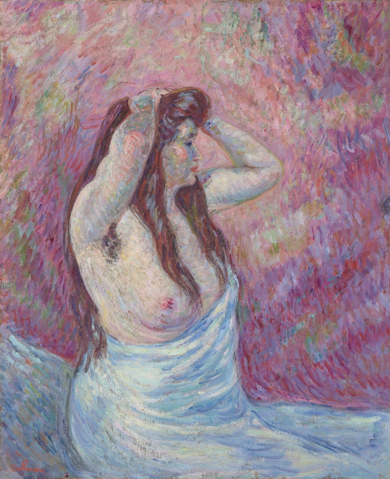 Jeune femme nue drapée by Armand Guillaumin