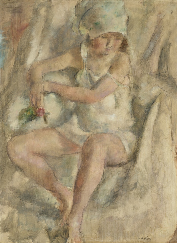 Femme au turban avec rose by Jules Pascin