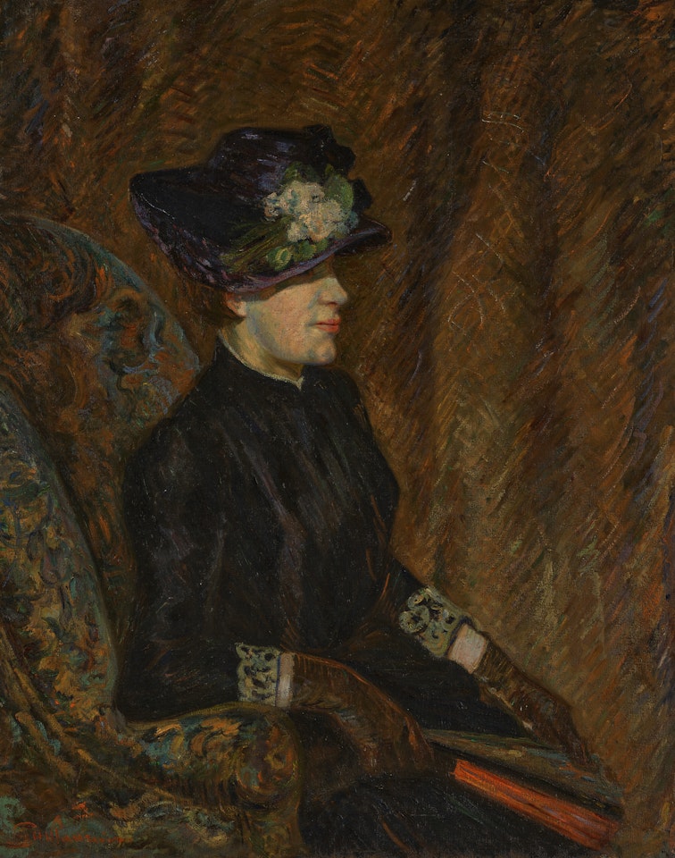 Madame Guillaumin à l"éventail by Armand Guillaumin