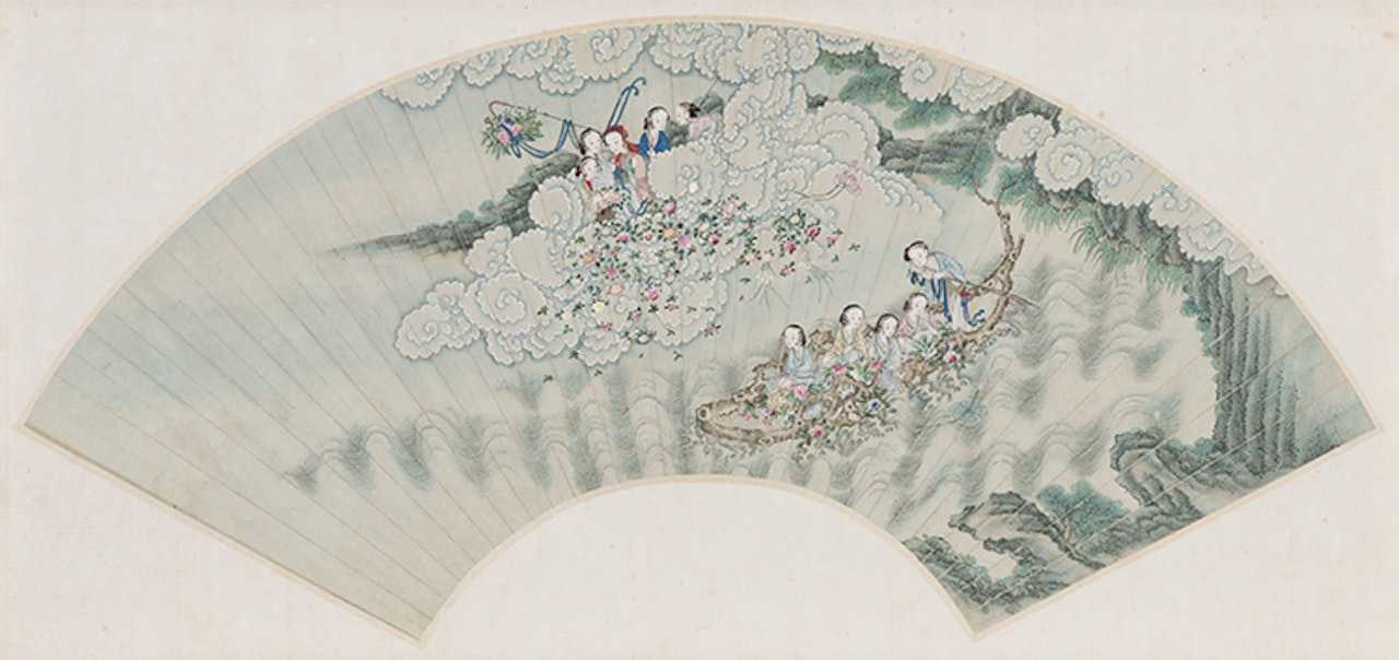Fan Painting of Female Immortals by Chinese School