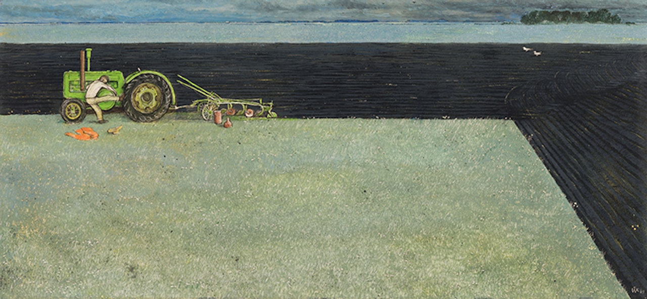 Starting Flywheel Tractor by William Kurelek