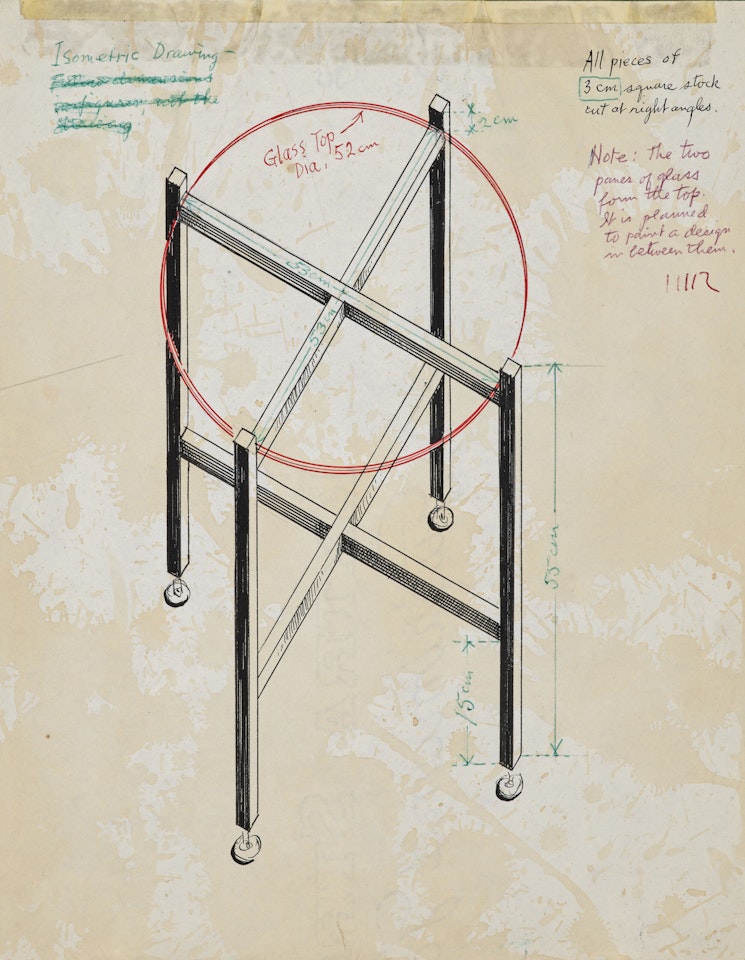 Design for a glass table by Man Ray
