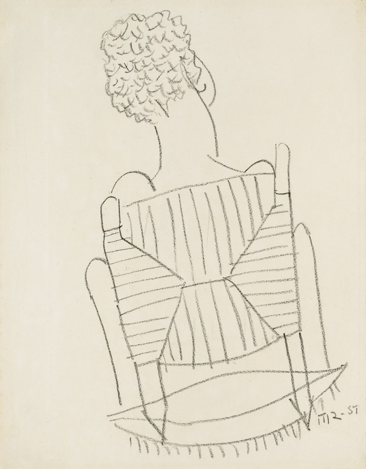Juliet de dos dans un rocking chair by Man Ray