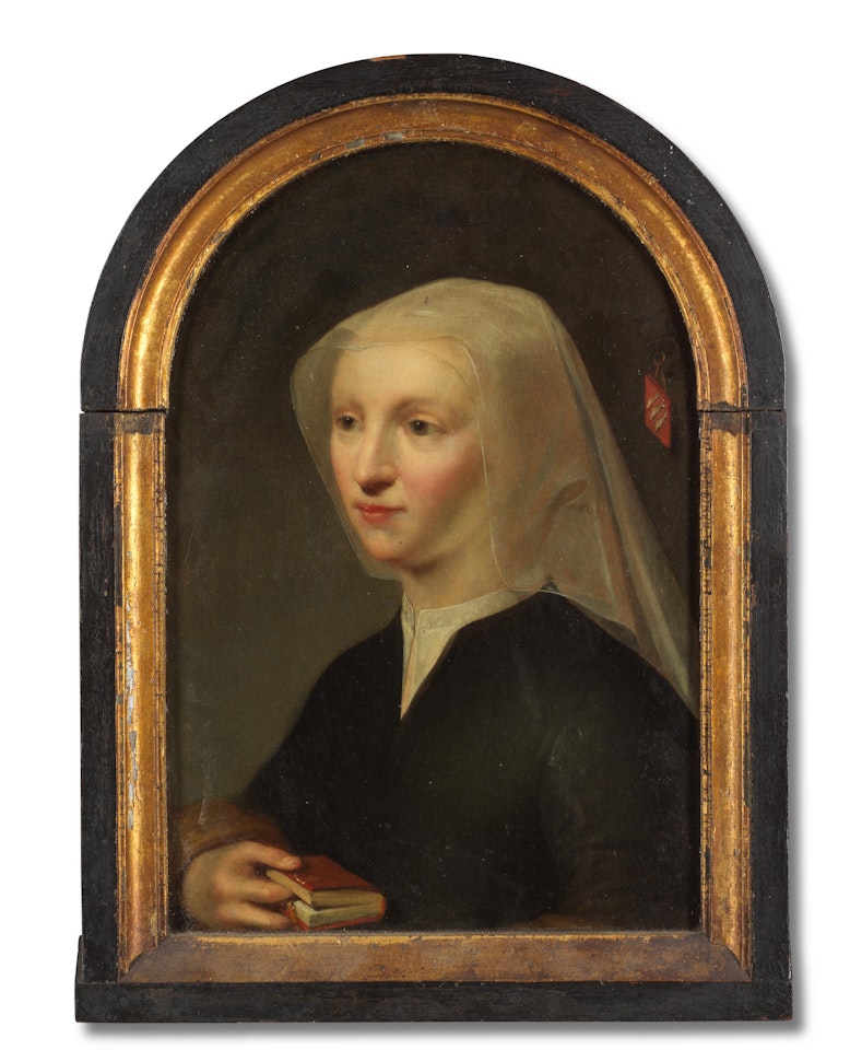 Portrait of Cornelia Schoor (d. 1487), half-length, holding books by Dutch School