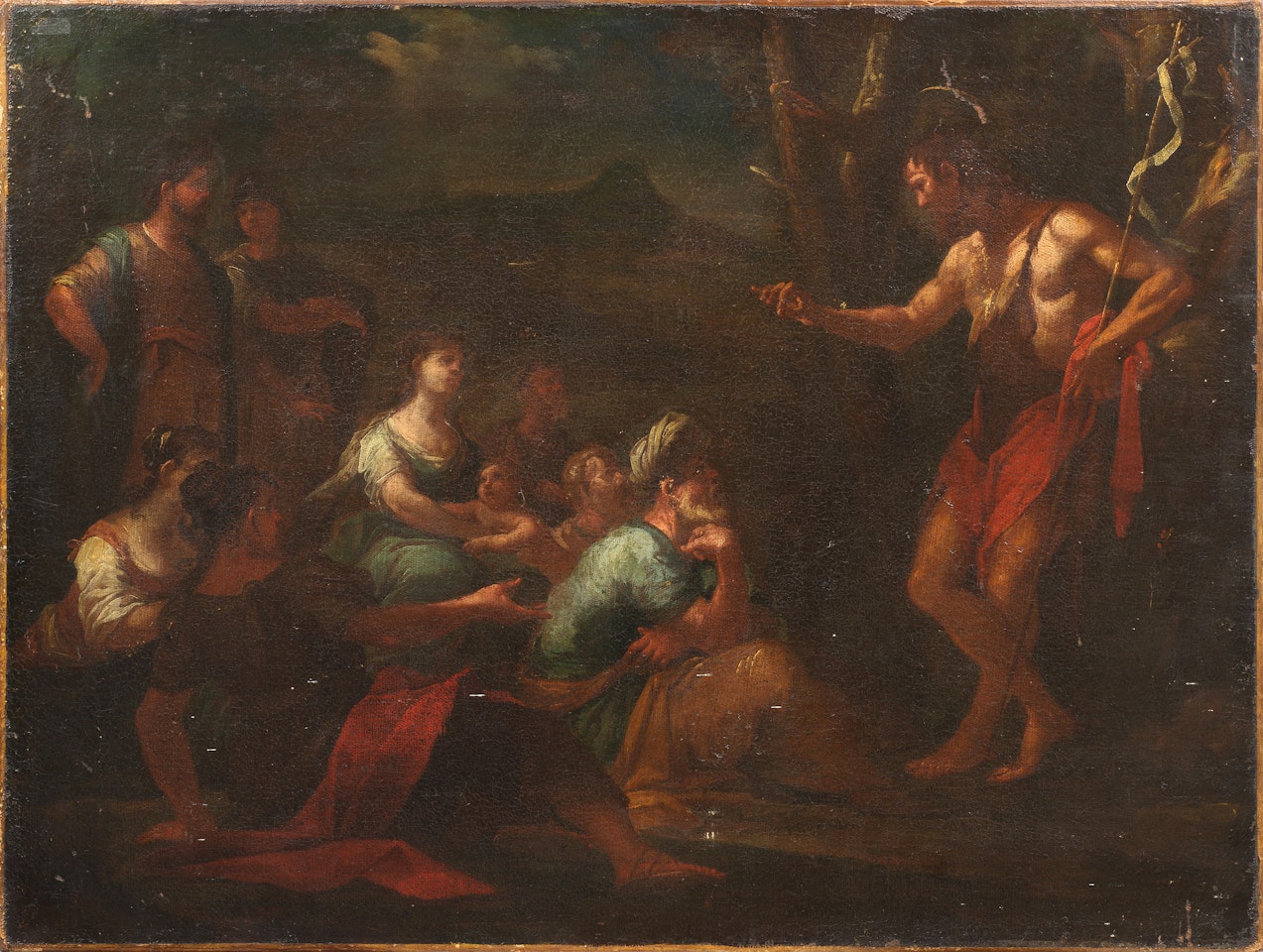 Saint John the Baptist preaching by Italian School