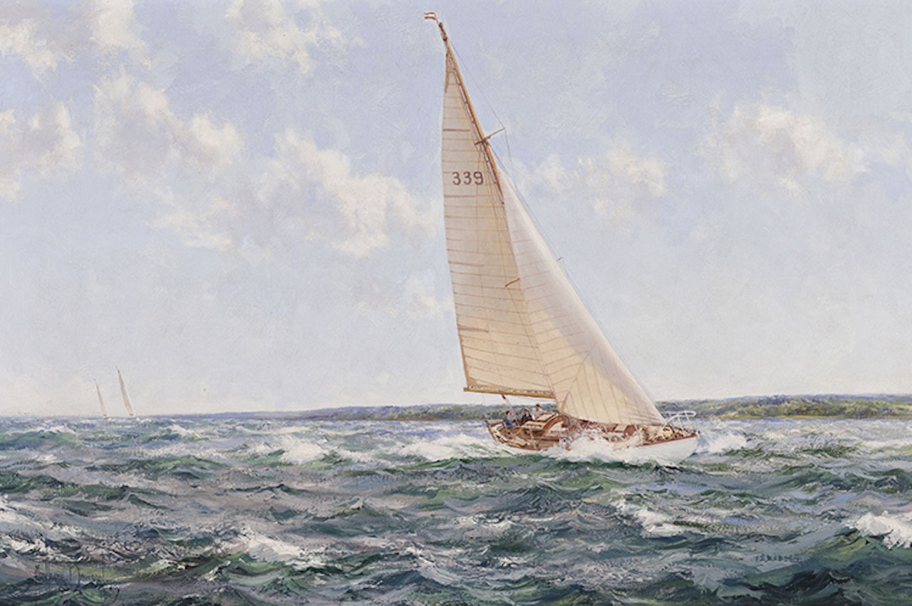 Down Solent - The Yacht Cohoe by Montague Dawson
