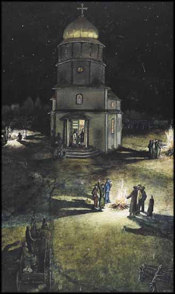 Ukrainian Orthodox Easter Vigil by William Kurelek
