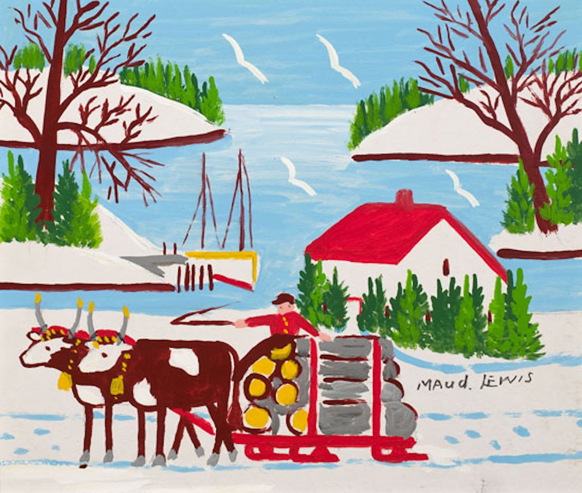 Oxen Hauling Wood at Digby Gut by Maud Lewis