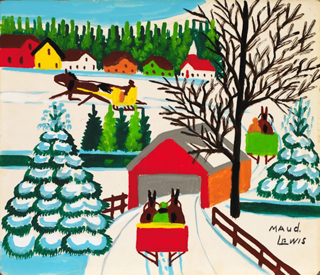 Covered Bridge in Winter by Maud Lewis