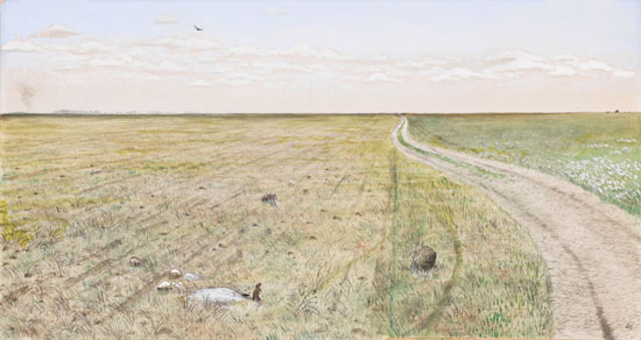 Prairie Horizon Swimming in Drought Heat by William Kurelek