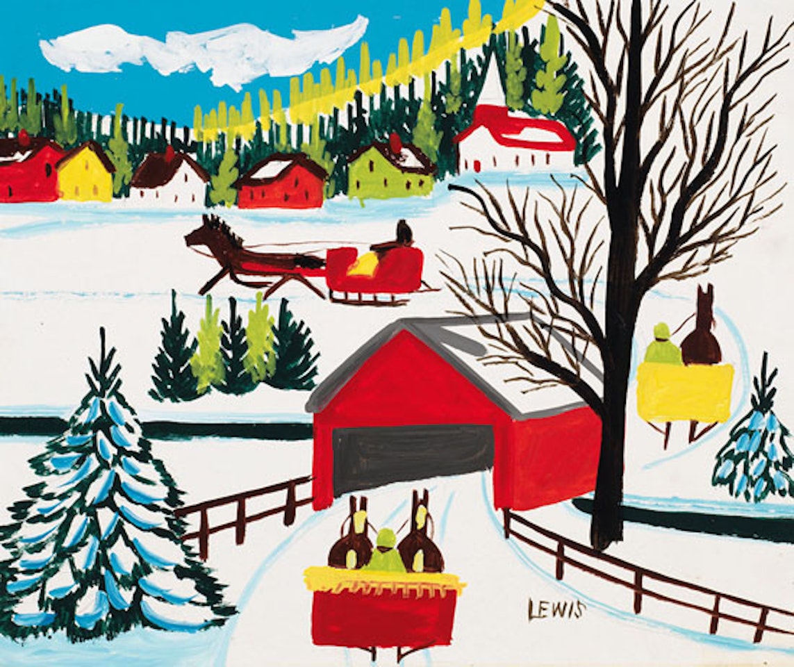 Covered Bridge in Winter by Maud Lewis