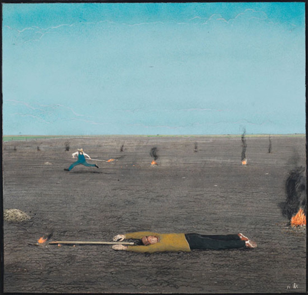 One Man Taken, One Left as They Work Together in the Fields by William Kurelek