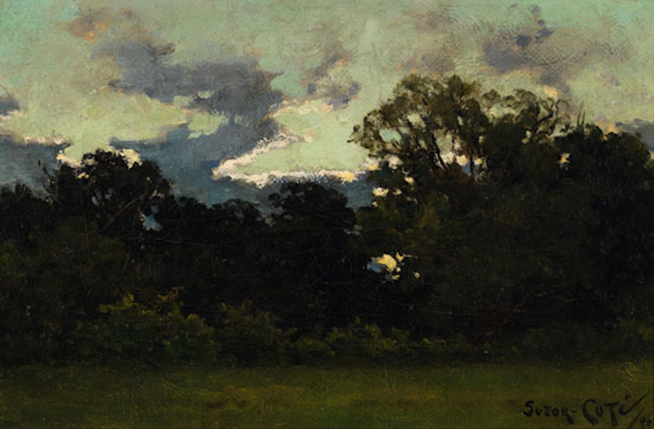 Coucher de soleil, lisière de bois, automne by Marc-Aurele de Foy Suzor-Cote