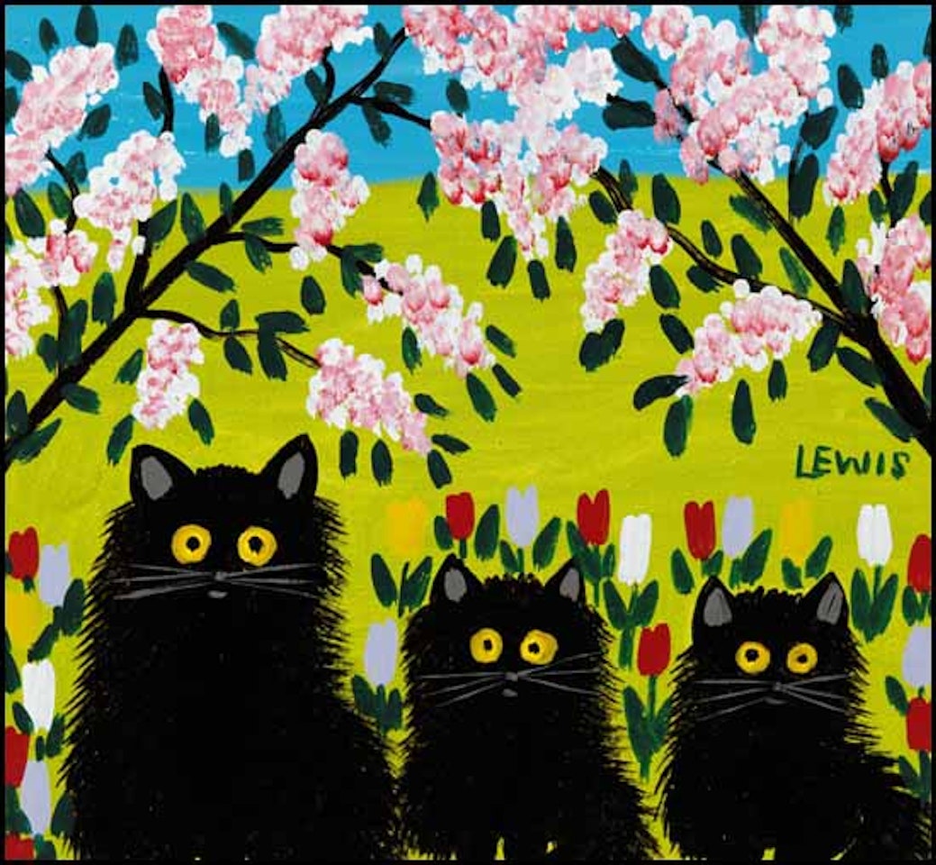 Three Black Cats by Maud Lewis