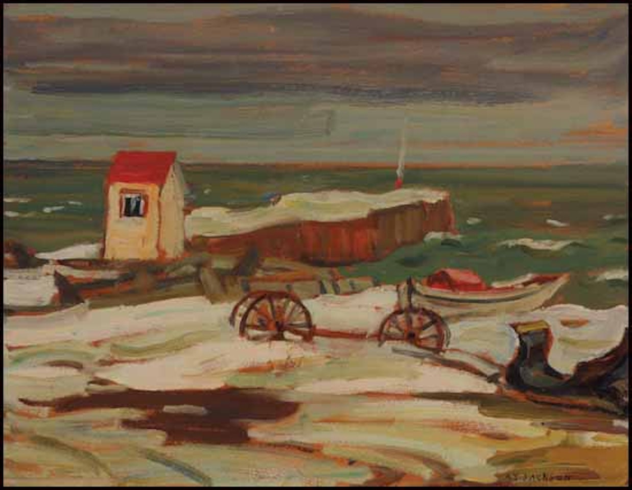 Le quay, Ste-Marthe, Gaspé / Abandoned Buildings, Autumn Countryside (verso) by Alexander Young Jackson
