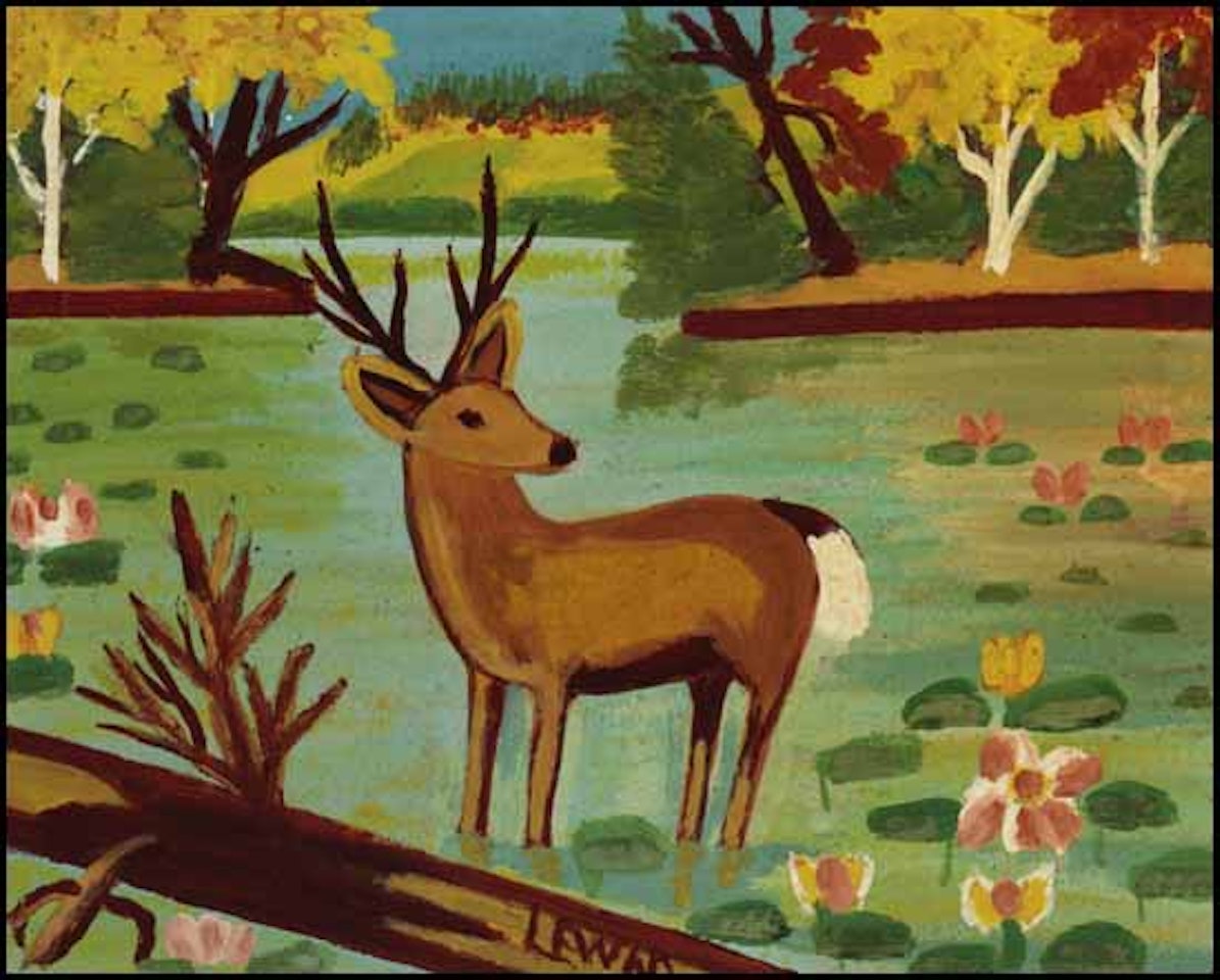 Deer Standing in the Water by Maud Lewis