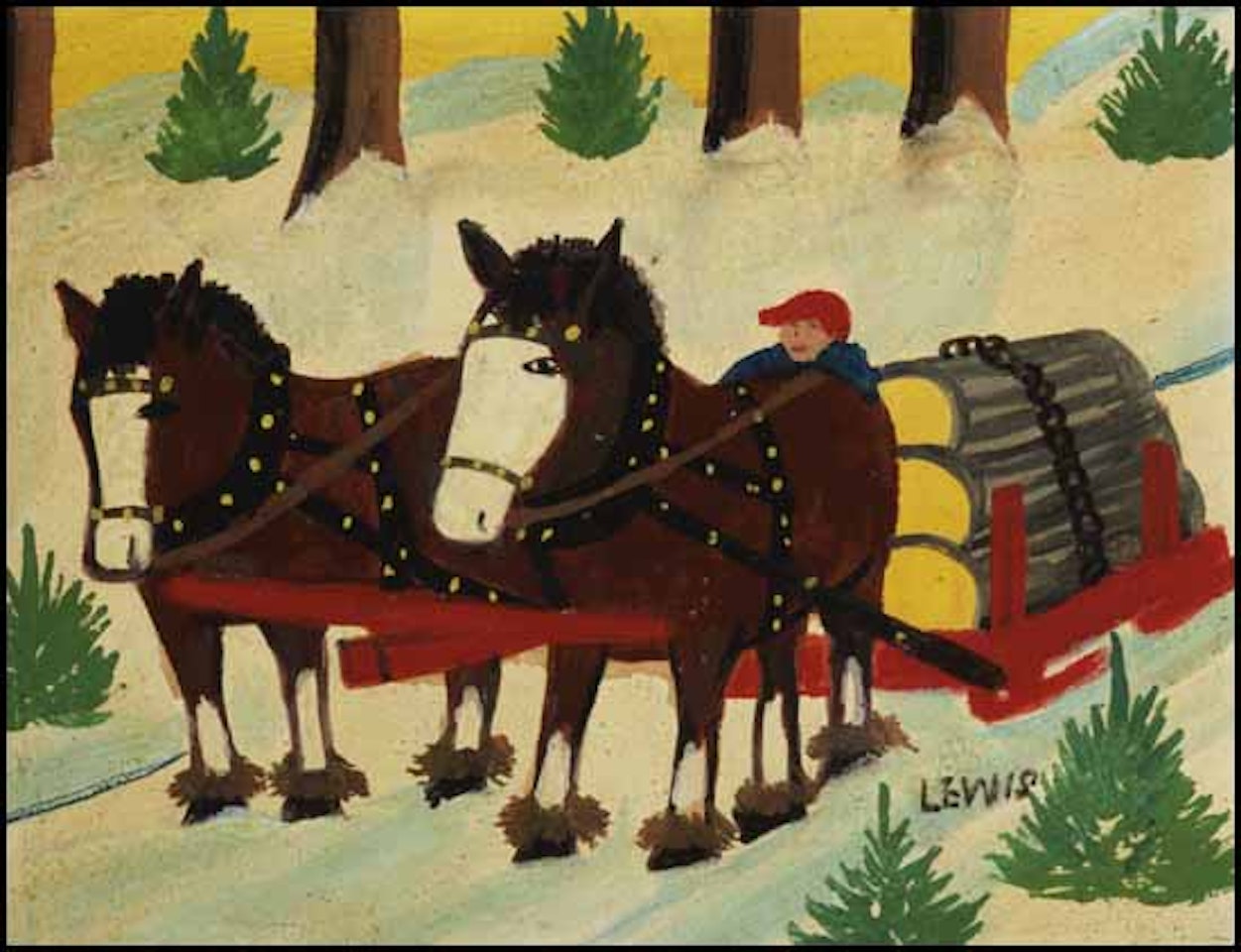 Hauling Logs by Maud Lewis