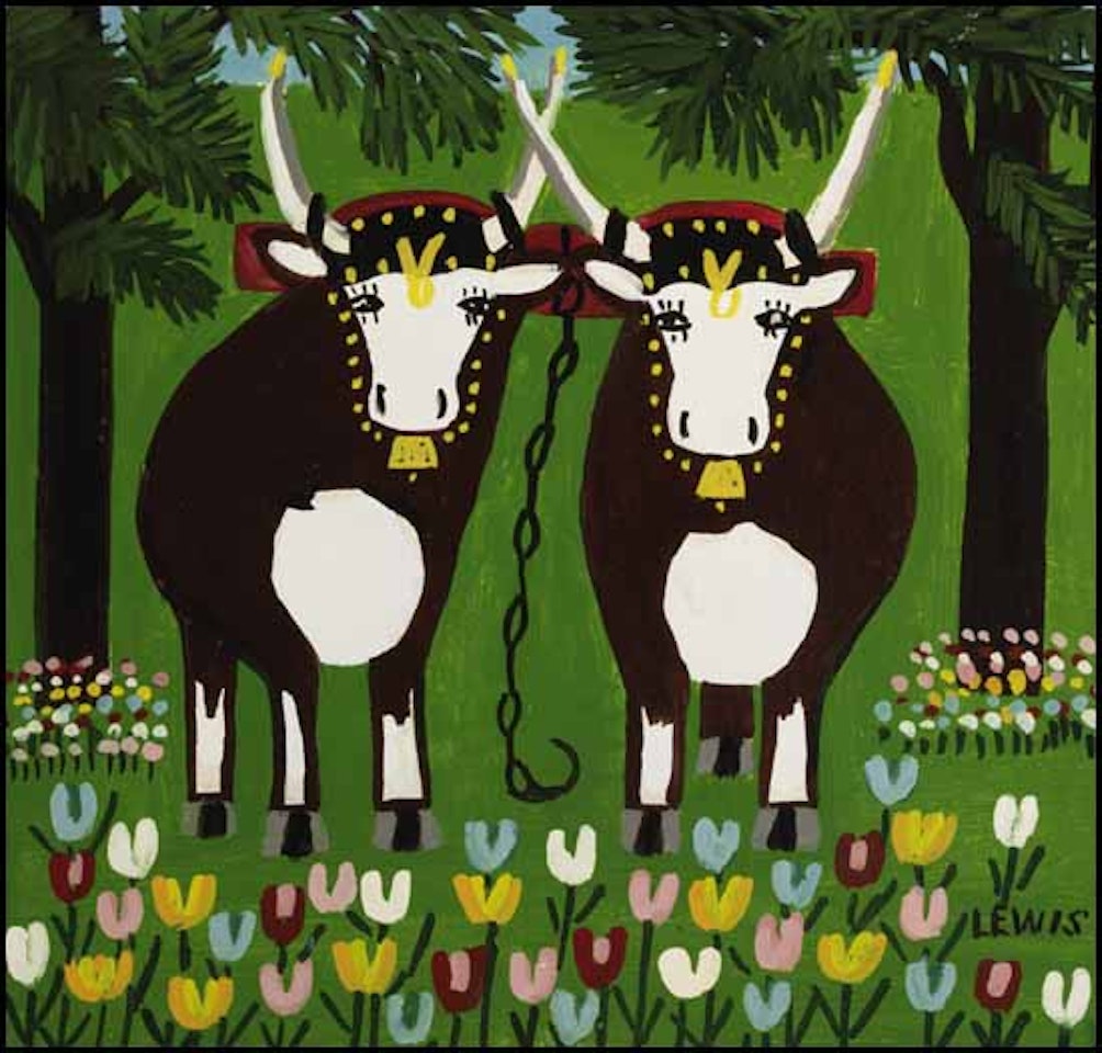 Two Oxen in Springtime by Maud Lewis