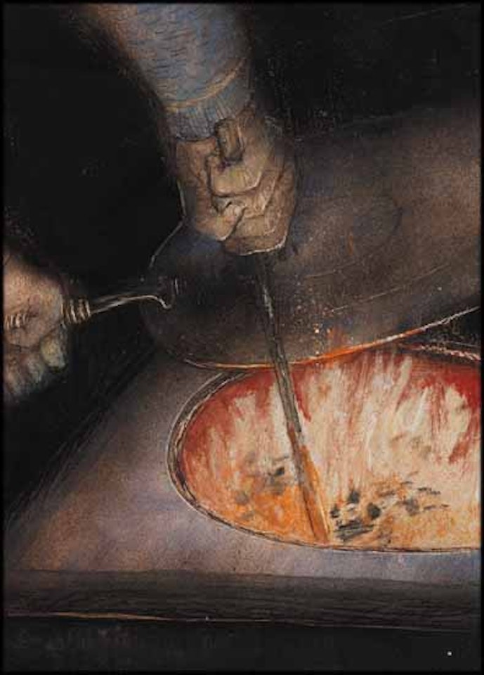 Farmer Stoking Fire at 5 a.m. by William Kurelek