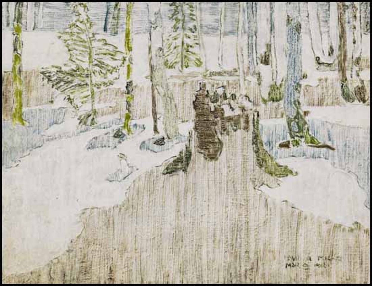 Thaw in the Woods, Alander Cabin, Lower Berkshires, Massachusetts by David Brown Milne