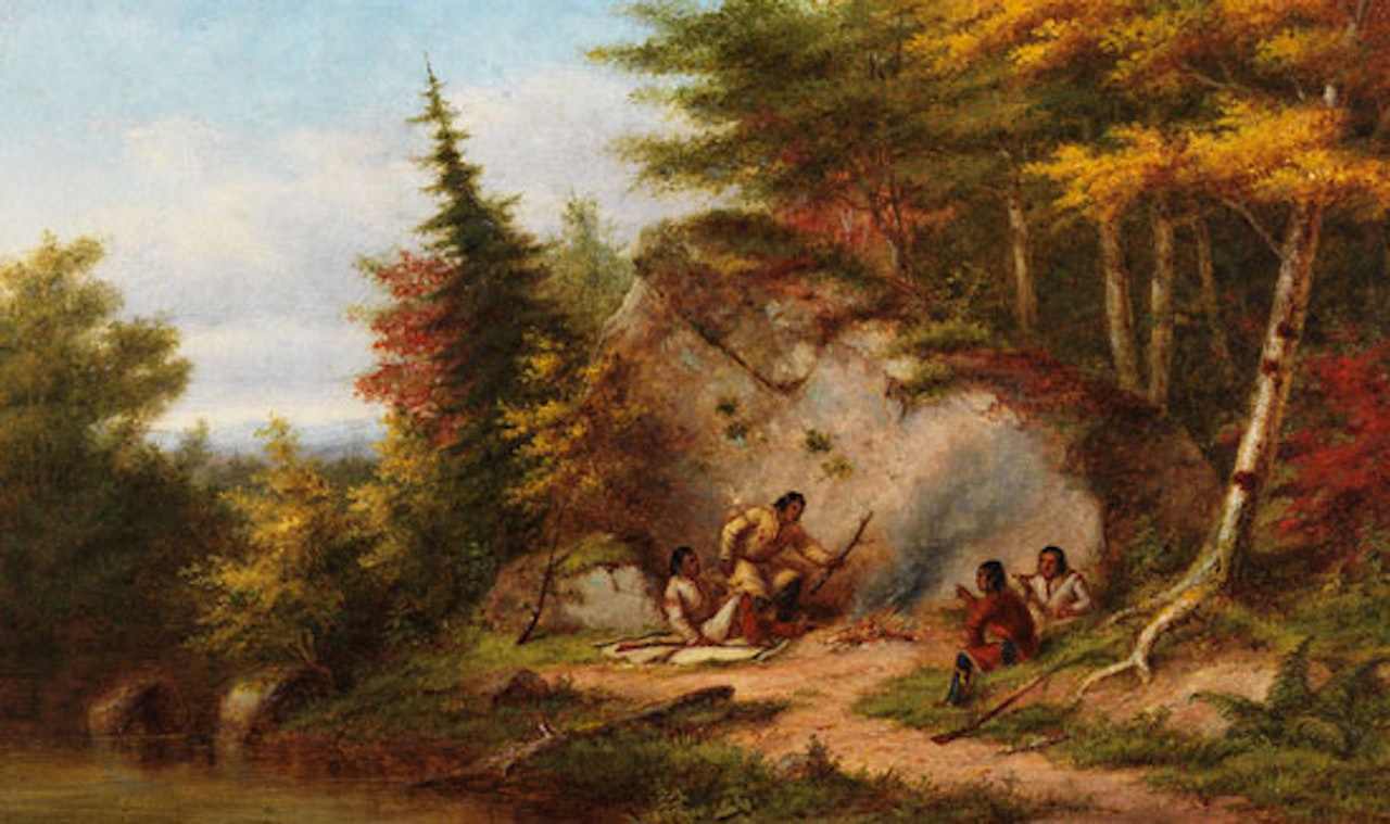 Huron Hunters at Big Rock by Cornelius Krieghoff