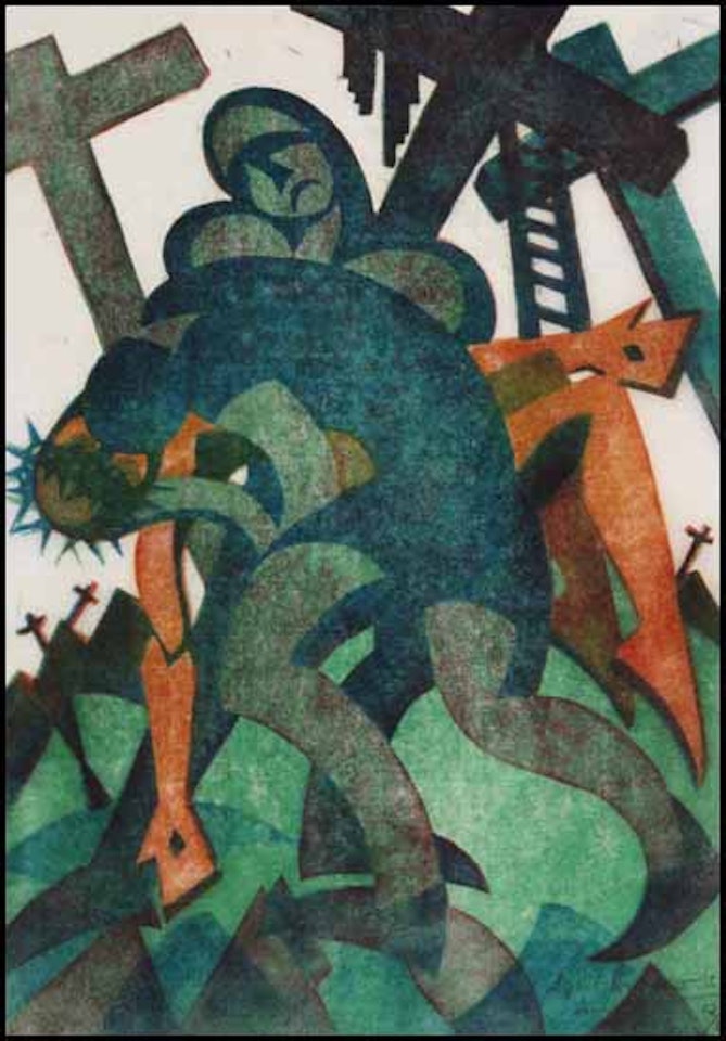 Joseph and Nicodemus by Sybil Andrews