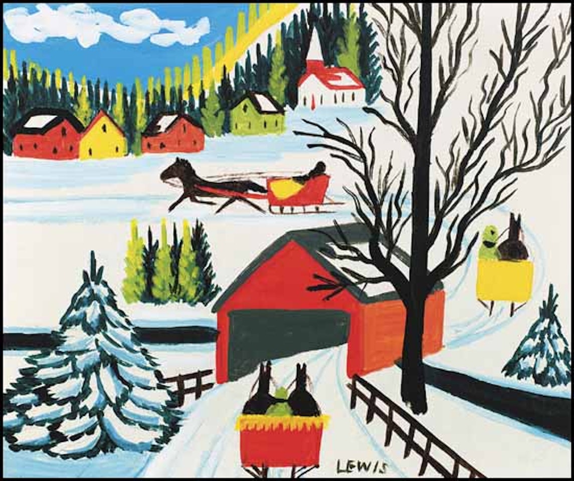 Covered Bridge in Winter by Maud Lewis