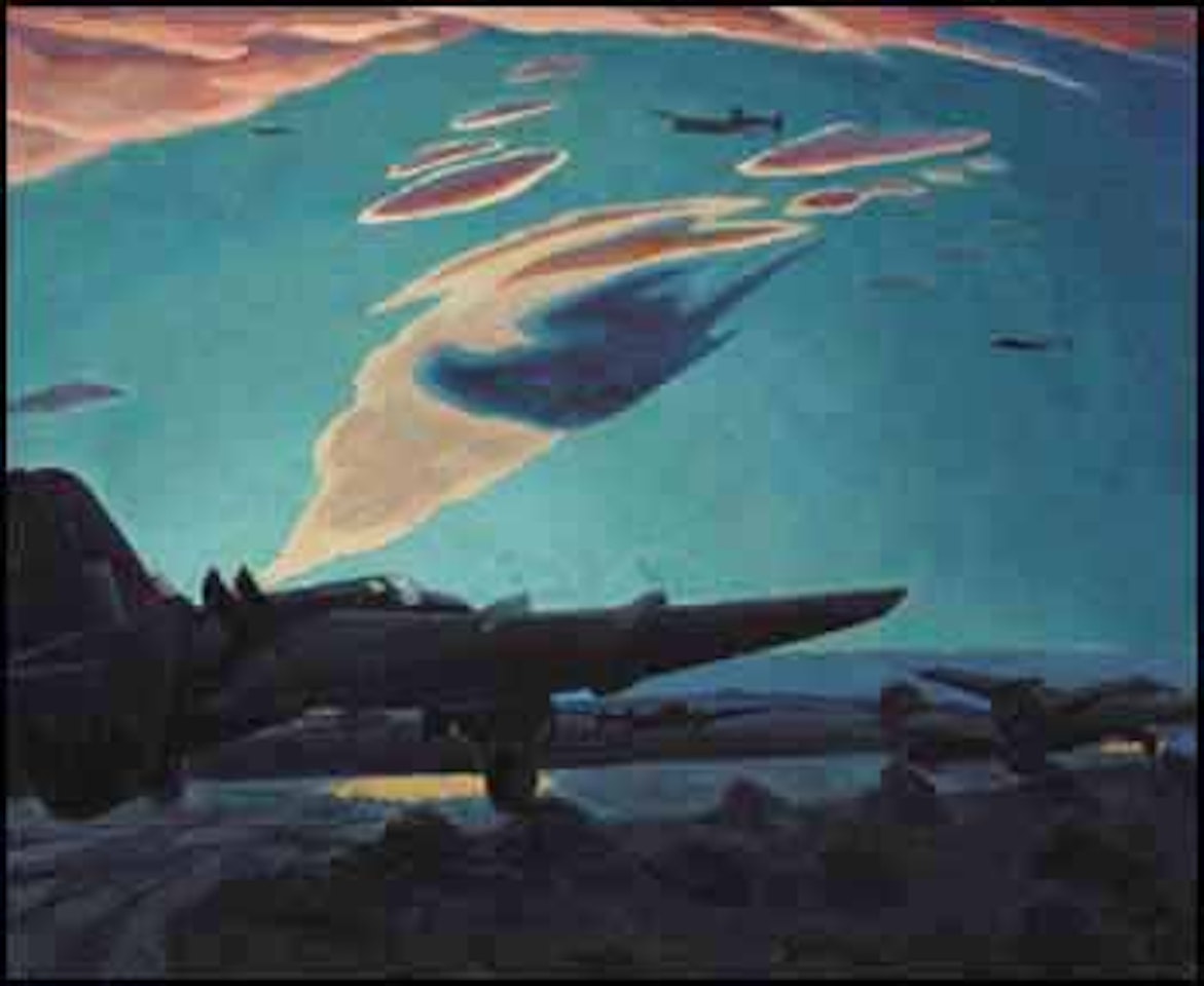 British Aerodrome with Lancaster Bombers by Edwin Headley Holgate