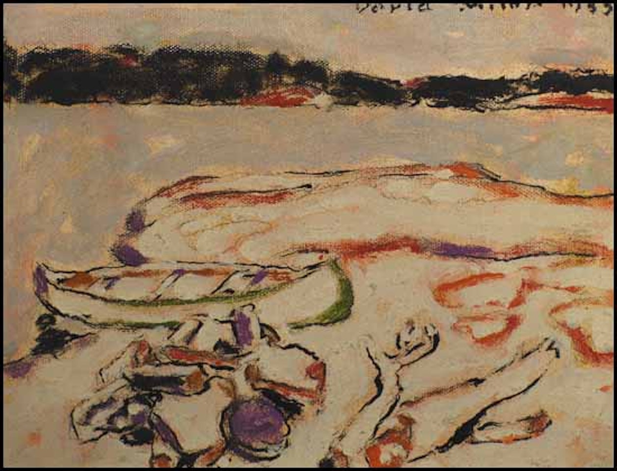 Canoe, Fireplace and Fuel, Six Mile Lake, Muskoka, Ontario by David Brown Milne
