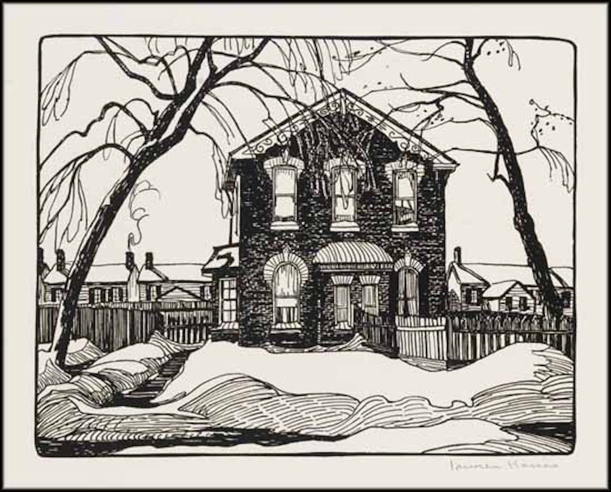 Group of Seven Canadian Ten Lithographs from the Portfolio Canadian Drawings by Members of the Group of Seven; Winter in the City; Mount Sampson, Jasper Park; A Northern Town; Islands of Spruce; Autumn Sunset; A Glacial Lake, Rocky Mountains; Summer Time by Various Artists