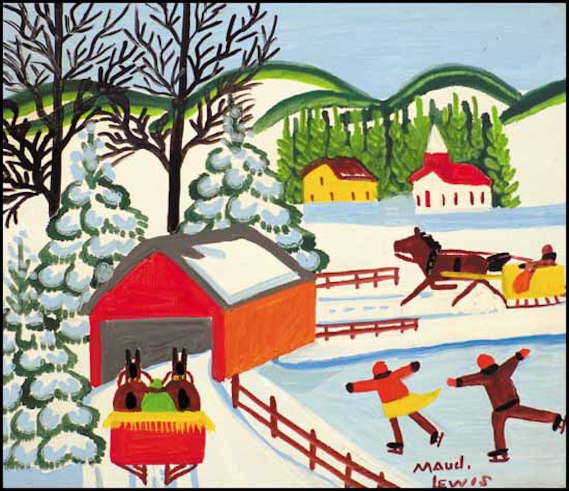 Covered Bridge with Skaters by Maud Lewis
