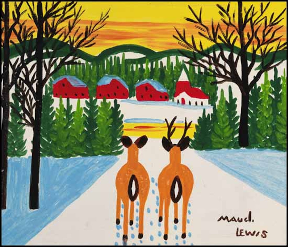 Deer in Winter by Maud Lewis