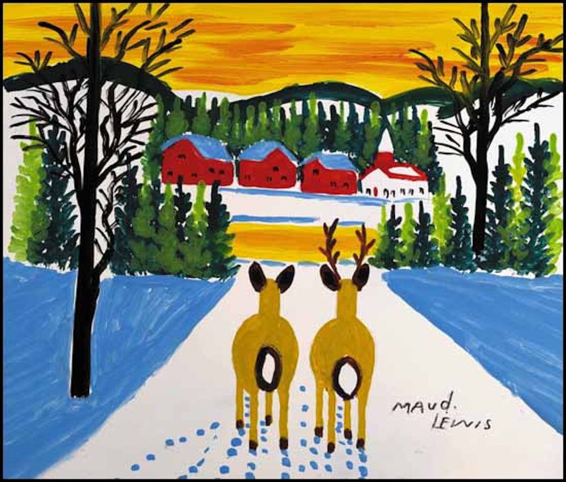 Two Deer in the Snow by Maud Lewis