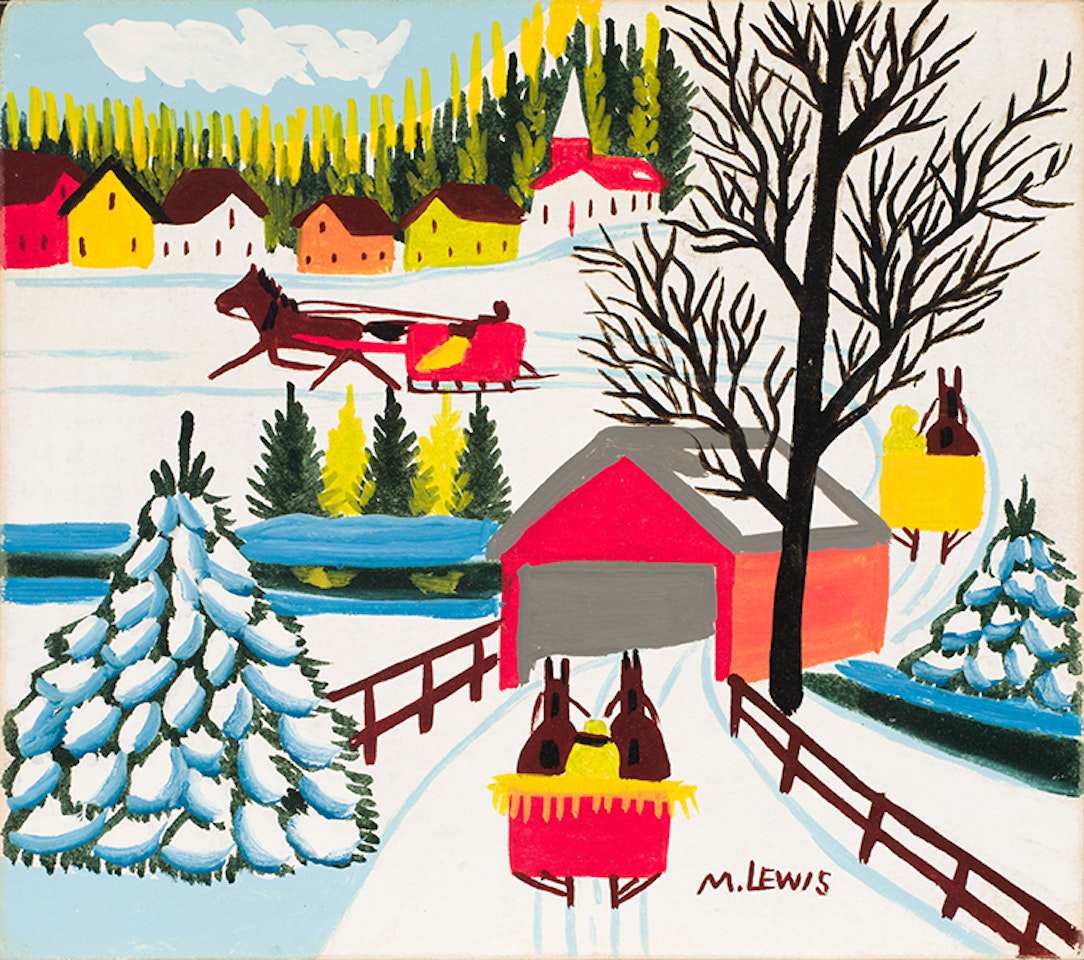 Covered Bridge in Winter by Maud Lewis