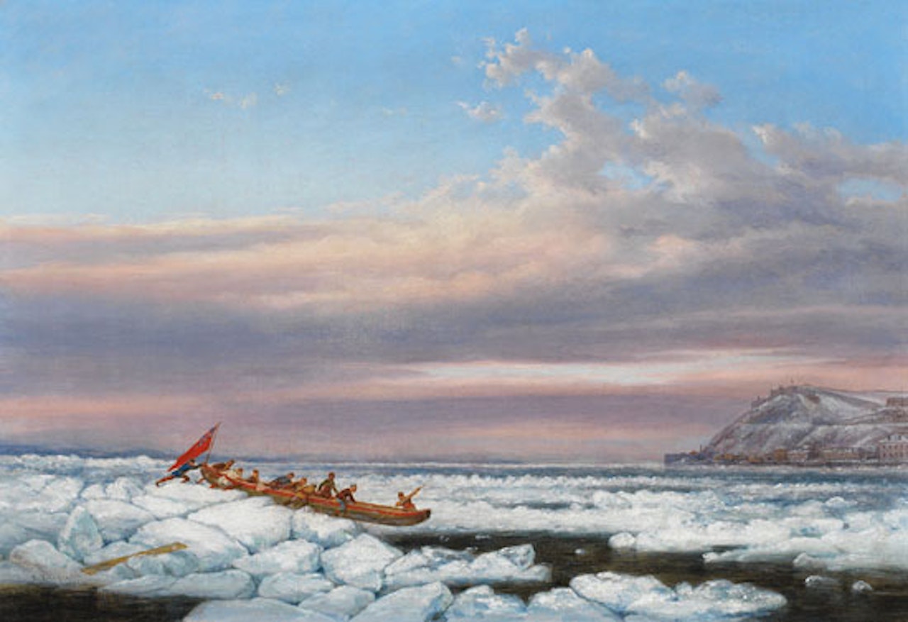 Hauling the Royal Mail Across the Ice on the St. Lawrence, Quebec by Cornelius Krieghoff