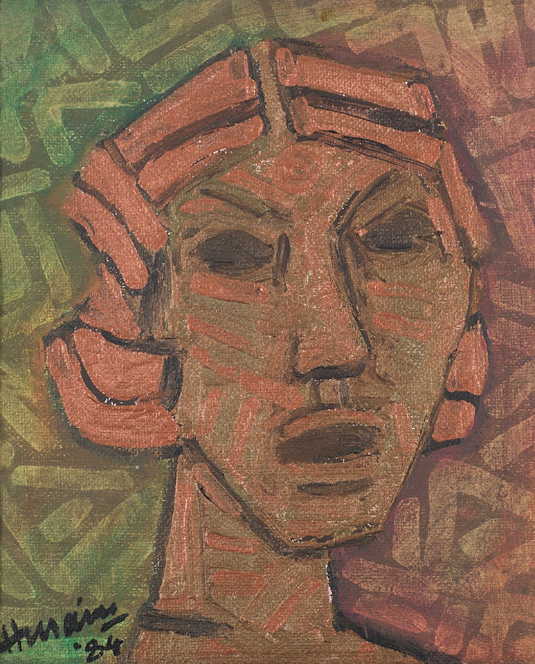 Indian; Bronze Head by M.F. Husain