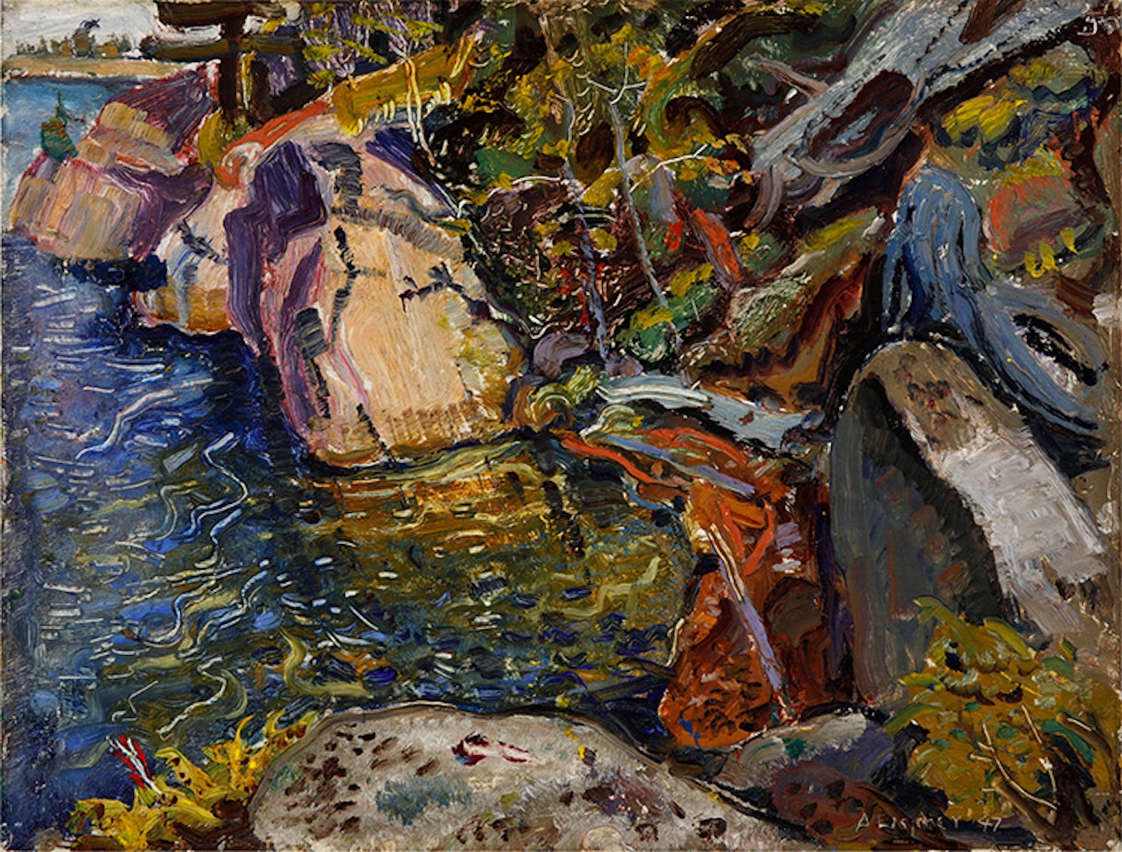 Rocks & Island Reflections Georgian Bay - Amanda I. by Arthur Lismer