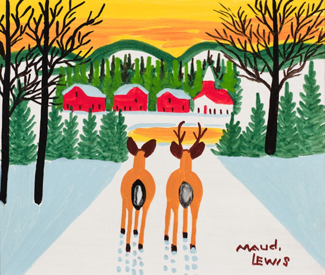 Two Deer in Winter by Maud Lewis