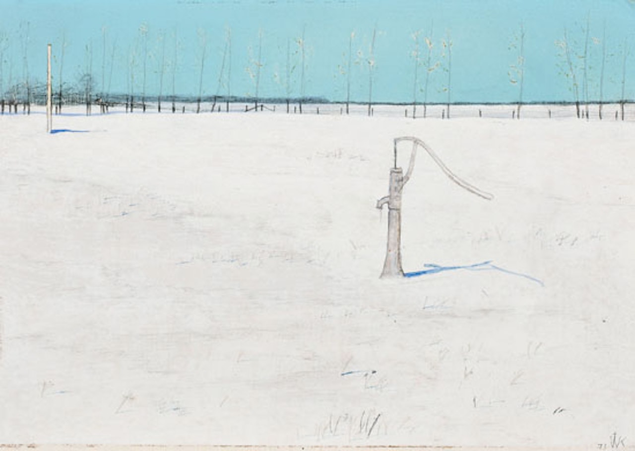 Our Old Prairie School Pump by William Kurelek