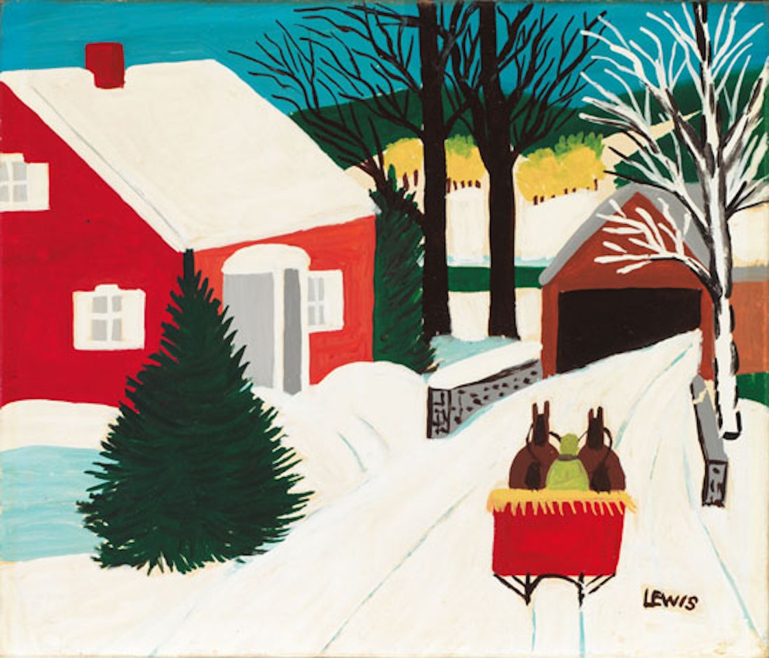 Covered Bridge in Winter by Maud Lewis