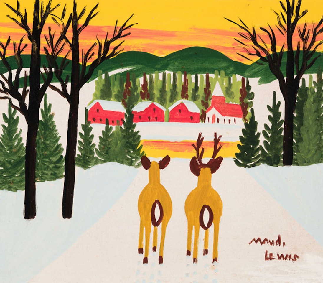 Two Deer in Winter by Maud Lewis