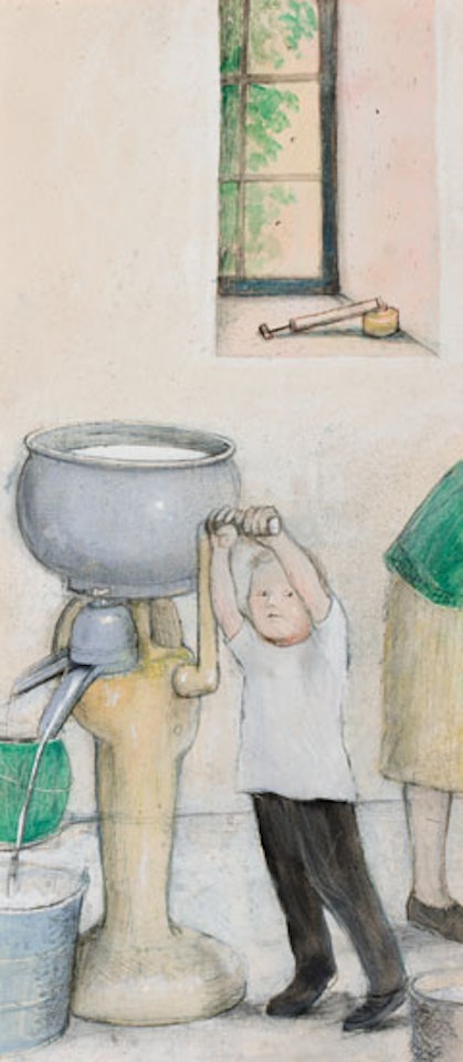 Little Boy Turning the Cream Separator by William Kurelek
