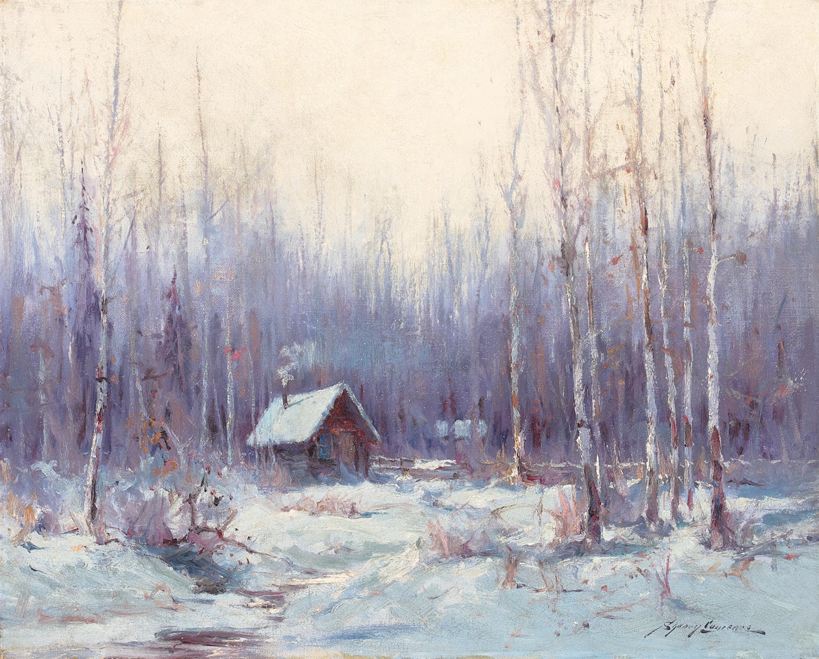 Alaskan Cabin in the Woods by Sydney Mortimer Laurence