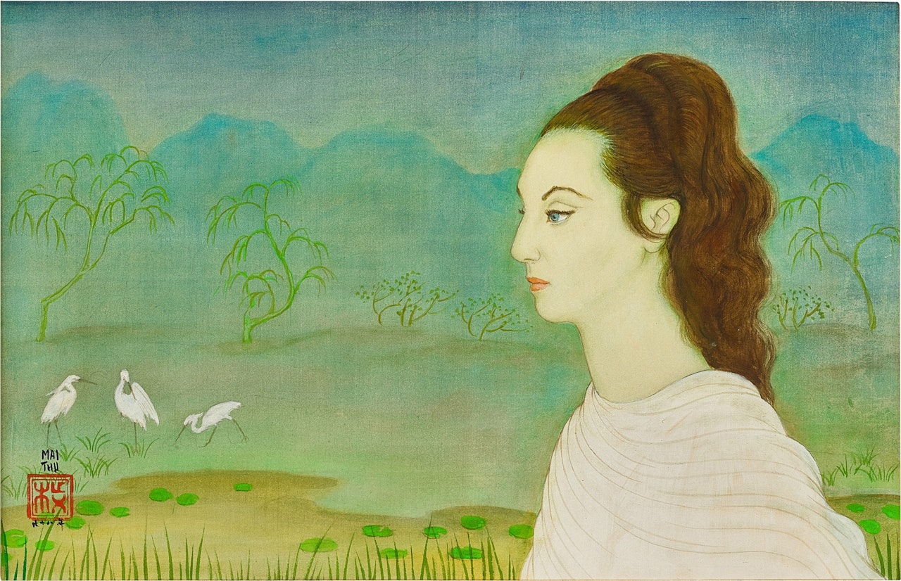 Jeune Européenne dans un Jardin Japonais by Mai Trung Thu