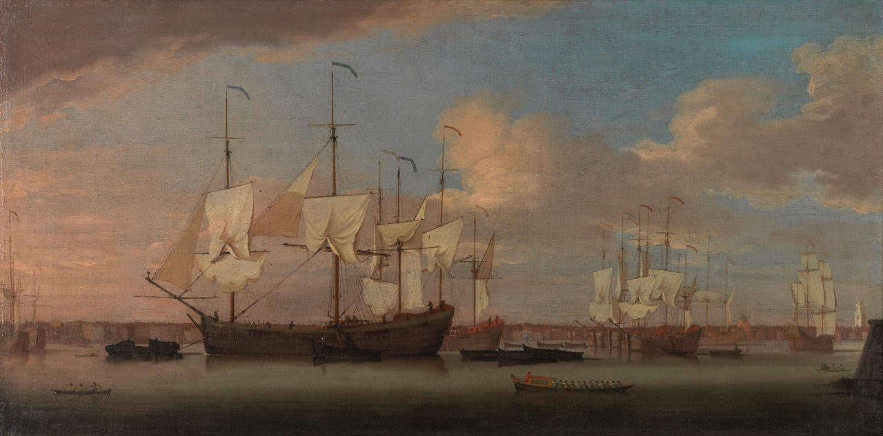 Colliers lying in the Thames at Deptford and unloading their cargoes for the London market by Peter Monamy