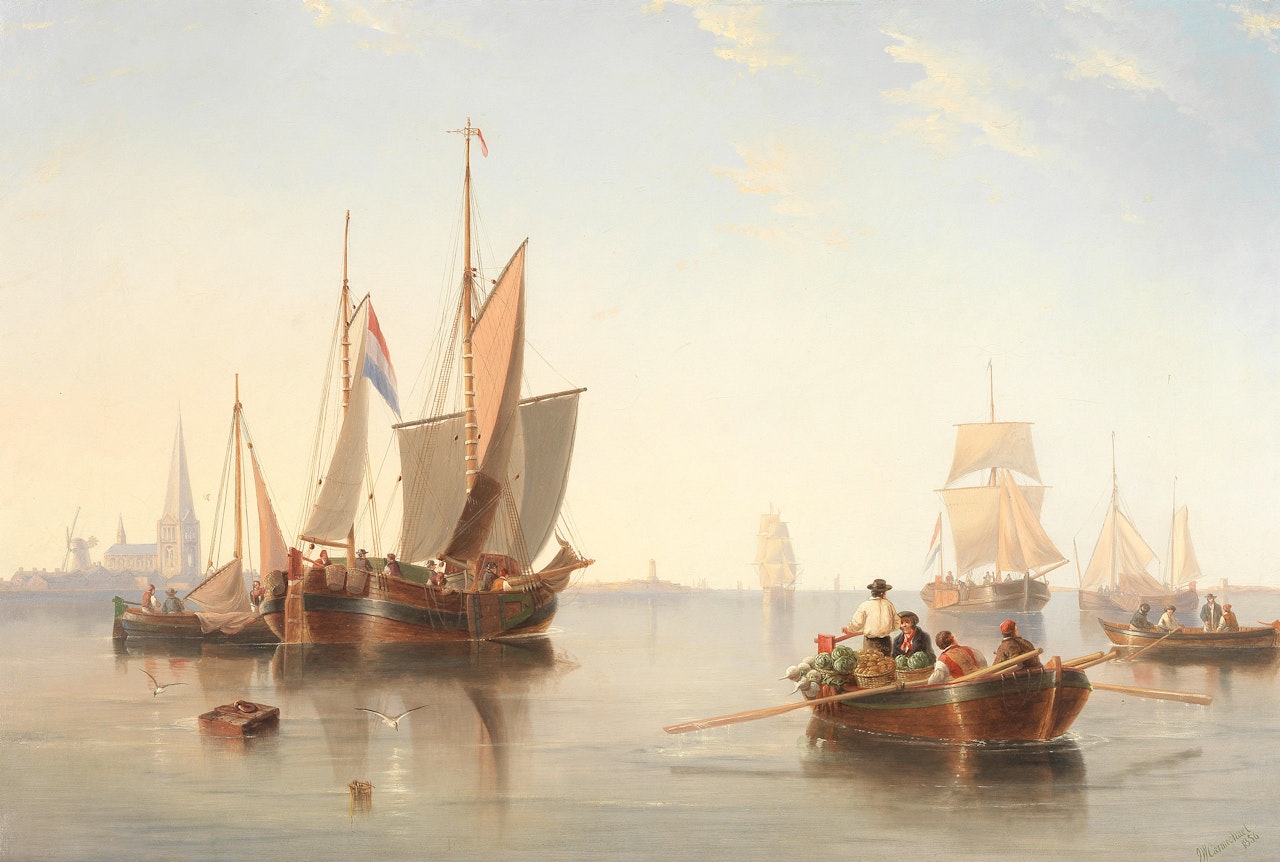 Dutch shipping in a calm by John Wilson Carmichael