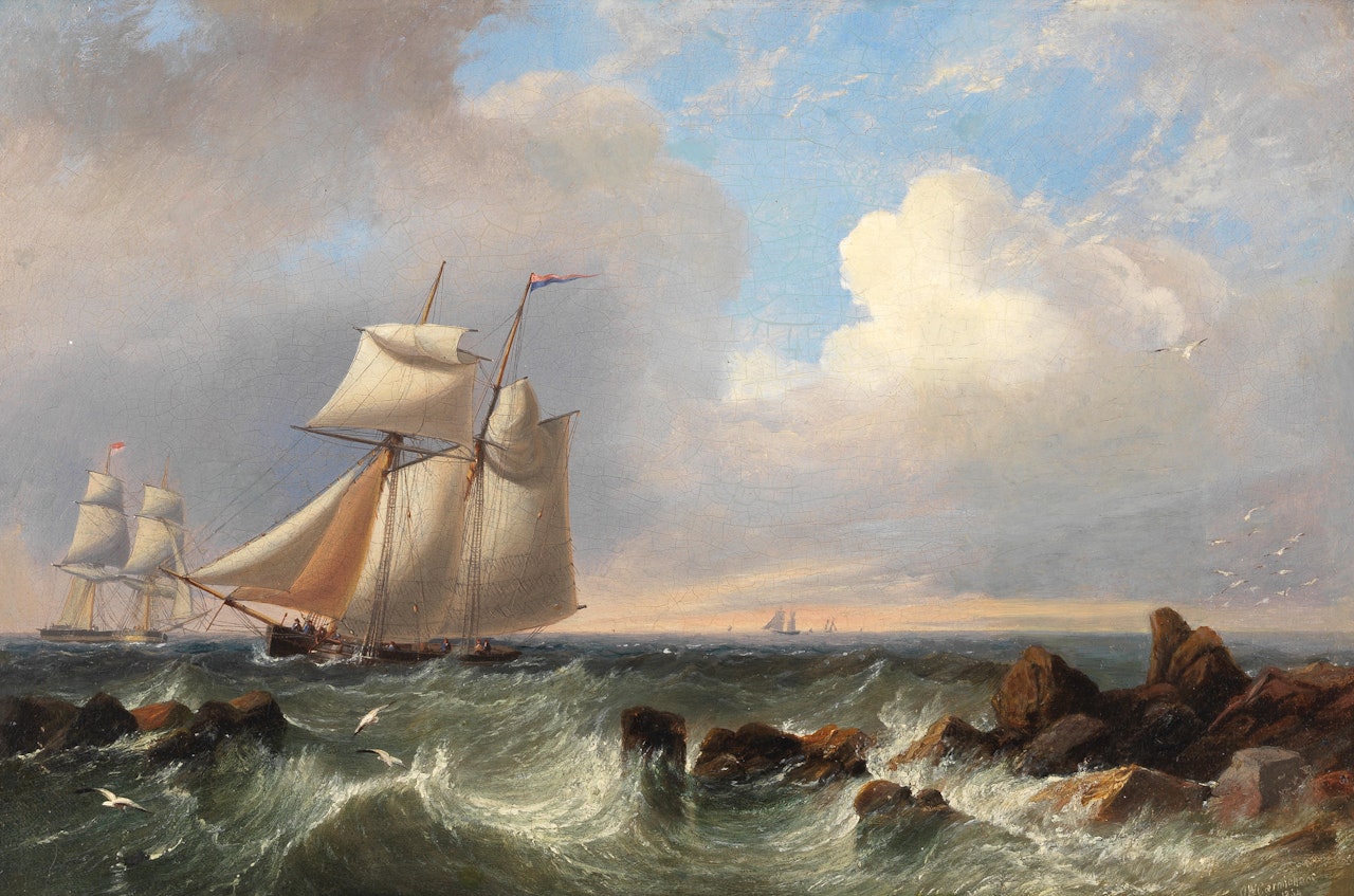 Shipping off a rocky coast by John Wilson Carmichael