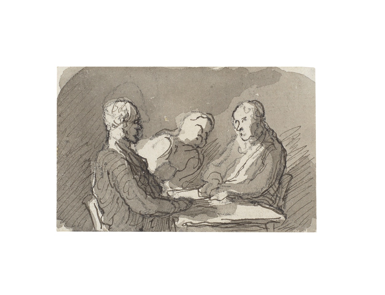 Étude pour "Joueurs de Domino" (Les trois joueurs) by Honoré Daumier