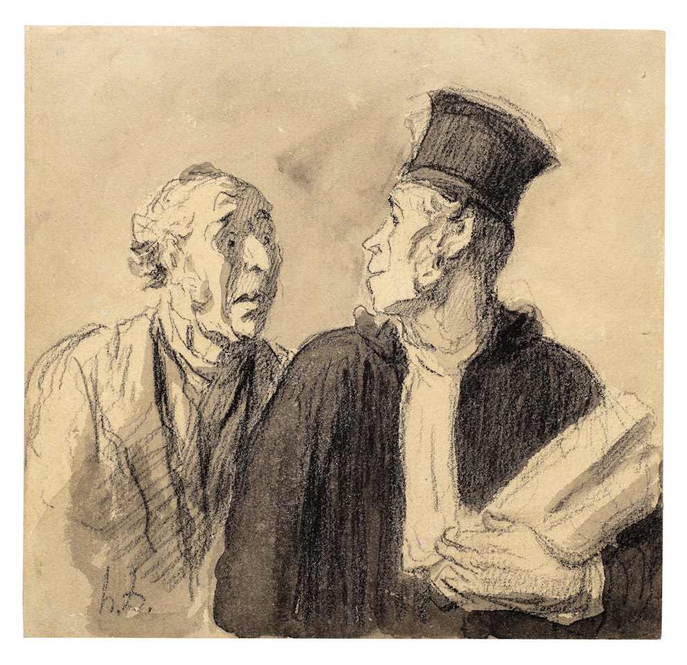 Avocat et client (L"avocat et le paysan - Défenseur et accusé) by Honoré Daumier